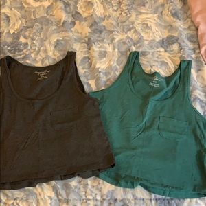 American Eagle Gray & Green crop tops